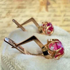 Vintage 14k 583 Rose Gold Soviet Era Earrings – East European – #1709