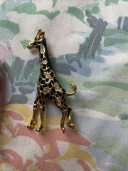 Vintage Giraffe Brooch / Pendant Gold Tone, 2 Brooch Lot Unsigned Rhinestones