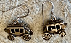Sterling Silver Stagecoach Earrings, 3/4″ Long X 1/2″ HIgh, 9.6 Grams Vintage