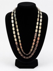 Vintage Silver Tone Double Strand Rectangular Link Long Necklace Statement