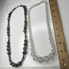 H1 Lot Lucite Acrylic Tan Resin Stones Beaded Taupe 70s Glam Retro Boho Hippie