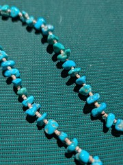 Vintage Kingman Turquoise Olive Shell Heishi Necklace 29″ Southwestern 35g