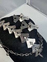 Vintage Smoky Gray Thermoset Silver Tone Necklace Bracelet Earrings Parure Set