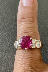 14KT Yellow Gold 2.64CT Pink Tourmaline & 0.80CTW Diamond Ring. Size 7 (A26)