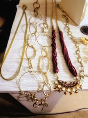 Estate Jewelry Red And Goldtone Mixed Necklace Bracelets Brooches Lot High End