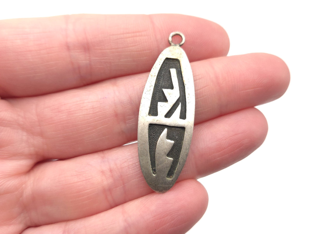 Vintage Hopi Old Pawn Sterling Native American Jewelry Pendant Signed Marked