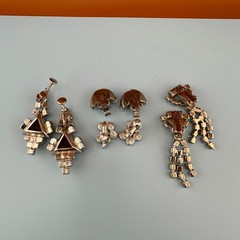 Vintage Rhinestone Earrings Lot Art Deco Style Dangle Climber Some Signed