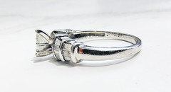 14K White Gold .69ct Marquise & Baguette Natural Diamond Ring Size 6 5g Vintage