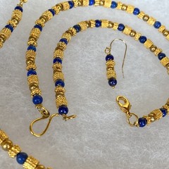 Vtg Museum Museum Art Lapis Lazuli Beaded Necklace Bracelet Etruscan Revival MMA