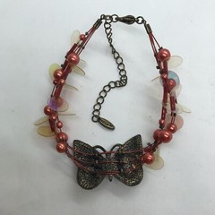 Vintage VCLM Bracelet Butterfly Rhinestone Colorful Boho Anklet fairy cottage