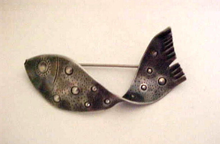 Anna Halasi for Georg Jensen Mid Century Modern Sterling Silver Fish Brooch