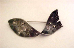 Anna Halasi for Georg Jensen Mid Century Modern Sterling Silver Fish Brooch