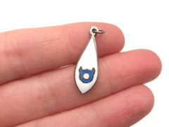 Vintage Sterling Silver Enamel Taurus Astrology Symbol Bull Double Sided Pendant