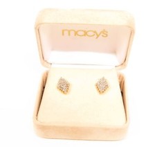 BRIGHT BEAUTIFUL 1/4CT TW BRIDGE DIAMONDS 14K SOLID YELLOW GOLD CLUSTER EARRINGS