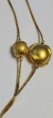 Vintage Beaded Station Necklace & Earrings JC Penny 90s Matte Gold Tone NOS