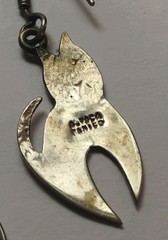 Adorable Vintage ALPACA Stamped Stylized 1¾” Kitty Cat Dangle Earrings!