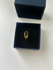 Vintage Green Cubic Zirconia Ring Gold Plated Womens Size 9