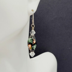 Polymer Clay Puffed Pillow Mold Colorful Floral 925 Silver Hook Pierced Earrings