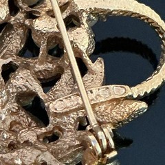 Vtg Gold Tone Flower Basket Brooch Pearl Multicolor Rhinestones Signed Gerry’s