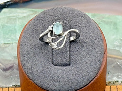 Unique 10K Solid White Gold Aquamarine w/Diamond Cocktail Ring sz 6.25–1815.25