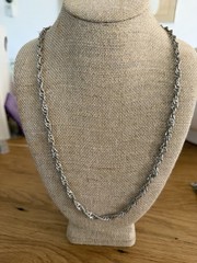 VINTAGE TAXCO MEXICO 925 STERLING SILVER TWISTED CURB LINK ROPE NECKLACE