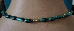 Vintage Oblong Elongated Malachite Stone Beaded Necklace