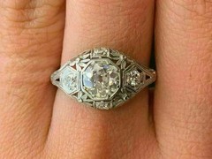 Vintage Art Deco Style Round Cut Lab Created Diamond 925 Silver Engagement Ring