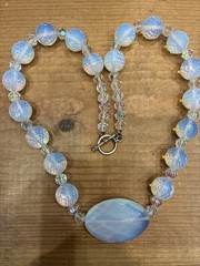 Vintage Faceted Opalite Glass Necklace