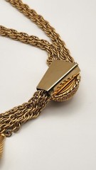 Vintage Gold Tone Lariat Necklace Adjustable Slider Bead Tassel Drop Statement