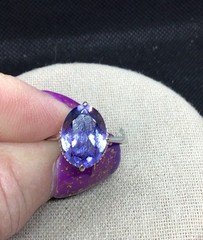 Vintage Sterling Silver 925 High Set Simulated Amethyst Stone Ring Sz 9.25 Y2014