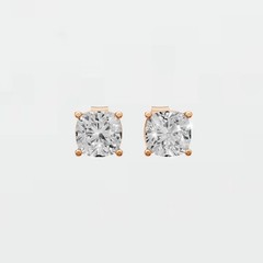 1.30 CTW Cushion Lab Grown Diamond Prong Basket Setting Solitaire Stud Earrings