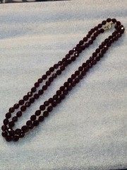 Vintage Long Faceted Natural Garnet Bead Necklace Deep Wine Red. 44″