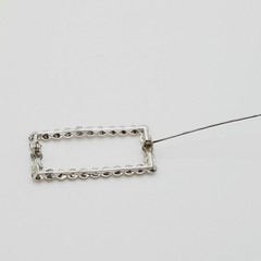 Rhinestone Open Metal Rectangle Frame Early 20th Century Silver Tone Brooch Pin