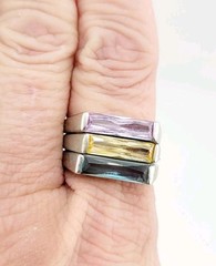 Vtg Ring Set 3pc Sz 9.5 Multi-color Matching Cubic Zirconia Stackable Jewelry