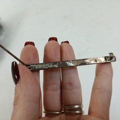 Antique Rhinestone Bar Brooch, Prong Set Stones, C Clasp Vintage