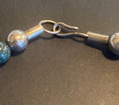 VTG OLD NATURAL STONE SILVER TONE BEAD NECKLACE NATIVE AMERICAN DROP PENDANT