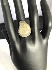 Vintage Golden Rutilated Quartz 925 Sterling Silver Ring
