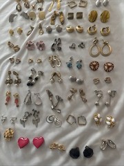 Lot Of 50 Clip On Earrings, Lisner Butterfly, Trifari And Other Brands