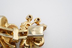 Vintage Weiss Bracelet Gold Tone Orange Rhinestone 7″