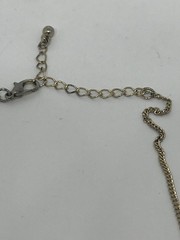 Goldtone Bead Triangle Faux Black Crackle Stone Dangles 17” Bib Necklace