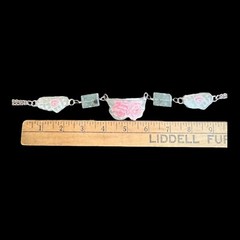 Hand Crafted Antique Roses Broken Lynns Bone China Necklace With Prehnite Stones