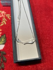 Vintage Sterling Silver .925 Shiny Antler Necklace 1 3/8″ Long & 18″ L Chain