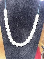 Natural Stone WHITE QUARTZ Lace AGATE Handmade Adjustable length necklace