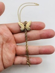 Vintage 1979 Avon Butterfly 17” Silver & Gold Tone Lariat Dangle Style Necklace