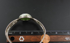 Vintage PAZ Israel 925 Sterling Silver Cuff Bracelet Roman Glass Scroll Jewelry