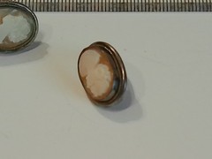 Vintage 800 Silver Shell Cameo Clip Earrings, VI54 800, Oval Lady Profile