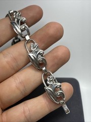 Danish Designer La Paglia Sterling Silver Floral Link Flower Bracelet 6.25in