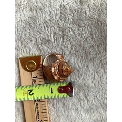 VTG Ring Brown Natural Turbo Shell Hand Carved in One piece Pinky Finger Sz.3
