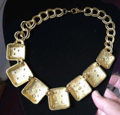 VTG Signed CRAFT Leopard Print Citrine Rhinestone Necklace & Earrings Set