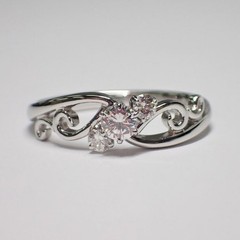 Art Deco Style Round Cut Lab Created Diamond 14K White Gold FN Engagement Ring